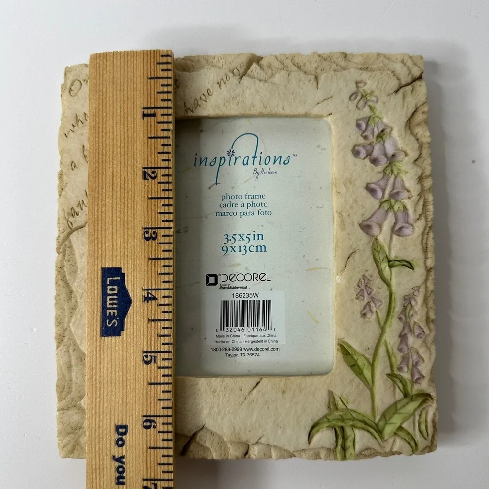 2 Picture Frames Leaf Impression & Floral Foxglove Textured Cottagecore Tabletop